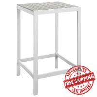 Modway EEI-1511-WHI-LGR Maine Outdoor Patio Bar Table in White Light Gray