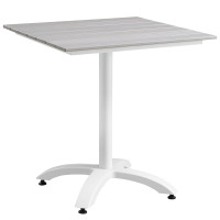 Modway EEI-1514-WHI-LGR Maine 28" Outdoor Patio Dining Table in White Light Gray