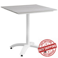 Modway EEI-1514-WHI-LGR Maine 28" Outdoor Patio Dining Table in White Light Gray
