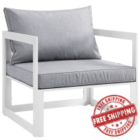 Modway EEI-1517-WHI-GRY Fortuna Outdoor Patio Armchair in White Gray