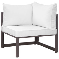 Modway EEI-1518-BRN-WHI Fortuna Corner Outdoor Patio Armchair in Brown White