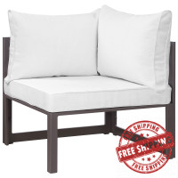 Modway EEI-1518-BRN-WHI Fortuna Corner Outdoor Patio Armchair in Brown White
