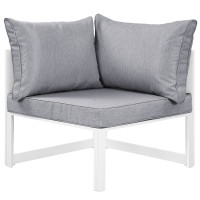 Modway EEI-1518-WHI-GRY Fortuna Corner Outdoor Patio Armchair in White Gray