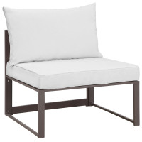Modway EEI-1520-BRN-WHI Fortuna Outdoor Patio Armless Chair in Brown White
