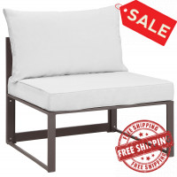 Modway EEI-1520-BRN-WHI Fortuna Outdoor Patio Armless Chair in Brown White