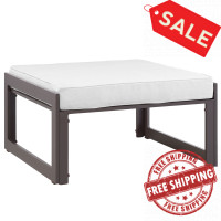 Modway EEI-1521-BRN-WHI Fortuna Outdoor Patio Ottoman in Brown White
