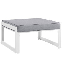 Modway EEI-1521-WHI-GRY Fortuna Outdoor Patio Ottoman in White Gray