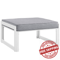 Modway EEI-1521-WHI-GRY Fortuna Outdoor Patio Ottoman in White Gray