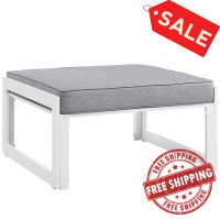 Modway EEI-1521-WHI-GRY Fortuna Outdoor Patio Ottoman in White Gray