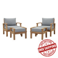Modway EEI-1537-NAT-GRY-SET Marina 4 Piece Outdoor Patio Teak Set