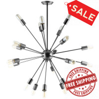 Modway EEI-1562 Beam Stainless Steel Chandelier in Black