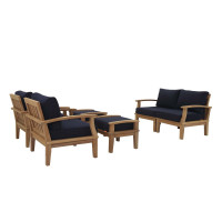 Modway EEI-1597-NAT-NAV-SET Marina 6 Piece Outdoor Patio Teak Set