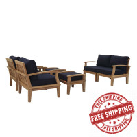 Modway EEI-1597-NAT-NAV-SET Marina 6 Piece Outdoor Patio Teak Set