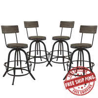 Modway EEI-1609-BRN-SET Procure 4 Piece Dining Set in Brown