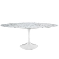Modway EEI-1659-WHI Lippa 78" Artificial Marble Dining Table in White