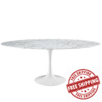 Modway EEI-1659-WHI Lippa 78" Artificial Marble Dining Table in White