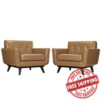 Modway EEI-1665-TAN-SET Engage Leather Sofa Set in Tan