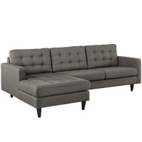 Modway EEI-1666-GRA Empress Left-Arm Sectional Sofa in Granite