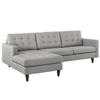 Modway EEI-1666-LGR Empress Left-Arm Sectional Sofa in Light Gray
