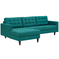 Modway EEI-1666-TEA Empress Left-Facing Upholstered Sectional Sofa Teal