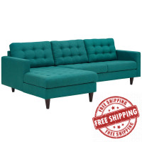 Modway EEI-1666-TEA Empress Left-Facing Upholstered Sectional Sofa Teal