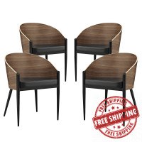 Modway EEI-1683-WAL Cooper Dining Chairs Set of 4 in Walnut
