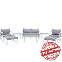 Modway EEI-1719-WHI-GRY-SET Fortuna 9 Piece Outdoor Patio Sectional Sofa Set in White Gray
