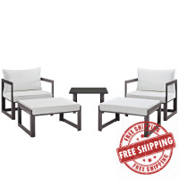 Modway EEI-1721-BRN-WHI-SET Fortuna 5 Piece Outdoor Patio Sectional Sofa Set in Brown White