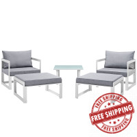 Modway EEI-1721-WHI-GRY-SET Fortuna 5 Piece Outdoor Patio Sectional Sofa Set in White Gray