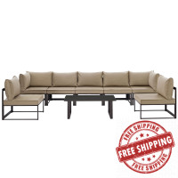 Modway EEI-1730-BRN-MOC-SET Fortuna 8 Piece Outdoor Patio Sectional Sofa Set in Brown Mocha