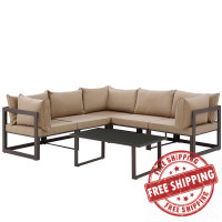 Modway EEI-1732-BRN-MOC-SET Fortuna 6 Piece Outdoor Patio Sectional Sofa Set in Brown Mocha