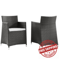 Modway EEI-1738-BRN-WHI-SET Junction Armchair Outdoor Patio Wicker Set of 2 in Brown White
