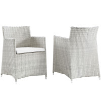 Modway EEI-1738-GRY-WHI-SET Junction Armchair Outdoor Patio Wicker Set of 2 in Gray White