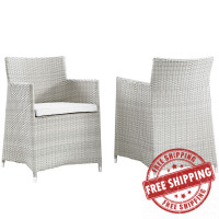 Modway EEI-1738-GRY-WHI-SET Junction Armchair Outdoor Patio Wicker Set of 2 in Gray White