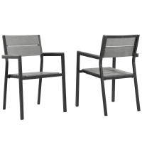 Modway EEI-1739-BRN-GRY-SET Maine Dining Armchair Outdoor Patio Set of 2 in Brown Gray