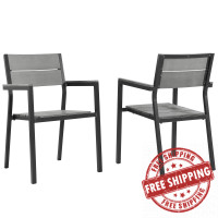 Modway EEI-1739-BRN-GRY-SET Maine Dining Armchair Outdoor Patio Set of 2 in Brown Gray
