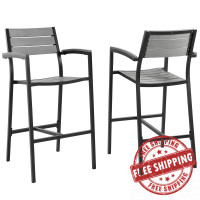 Modway EEI-1740-BRN-GRY-SET Maine Bar Stool Outdoor Patio Set of 2 in Brown Gray