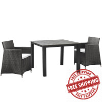 Modway EEI-1742-BRN-WHI-SET Junction 3 Piece Outdoor Patio Wicker Dining Set in Brown White