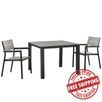 Modway EEI-1743-BRN-GRY-SET Maine 3 Piece Outdoor Patio Dining Set in Brown Gray