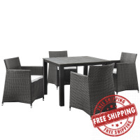 Modway EEI-1744-BRN-WHI-SET Junction 5 Piece Outdoor Patio Dining Set in Brown White