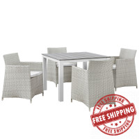 Modway EEI-1744-GRY-WHI-SET Junction 5 Piece Outdoor Patio Dining Set in Gray White