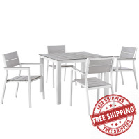 Modway EEI-1745-WHI-LGR-SET Maine 6 Piece Outdoor Patio Dining Set in White Light Gray