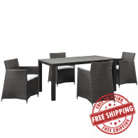 Modway EEI-1746-BRN-WHI-SET Junction 5 Piece Outdoor Patio Dining Set in Brown White