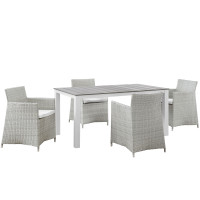 Modway EEI-1746-GRY-WHI-SET Junction 5 Piece Outdoor Patio Dining Set in Gray White