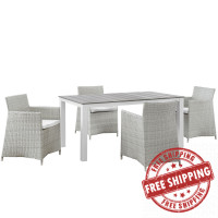 Modway EEI-1746-GRY-WHI-SET Junction 5 Piece Outdoor Patio Dining Set in Gray White
