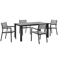 Modway EEI-1747-BRN-GRY-SET Maine 5 Piece Outdoor Patio Dining Set in Brown Gray