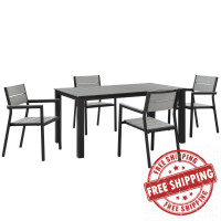 Modway EEI-1747-BRN-GRY-SET Maine 5 Piece Outdoor Patio Dining Set in Brown Gray