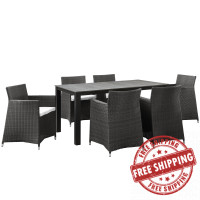 Modway EEI-1748-BRN-WHI-SET Junction 7 Piece Outdoor Patio Dining Set in Brown White