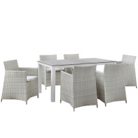 Modway EEI-1748-GRY-WHI-SET Junction 7 Piece Outdoor Patio Dining Set in Gray White
