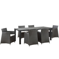 Modway EEI-1750-BRN-WHI-SET Junction 7 Piece Outdoor Patio Dining Set in Brown White